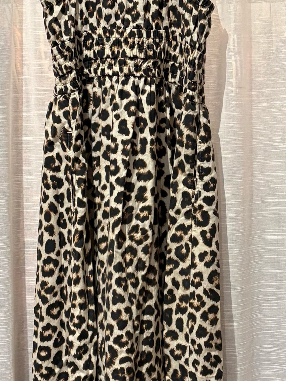 Leopard Print Strapless Sundress - Neutral Tones